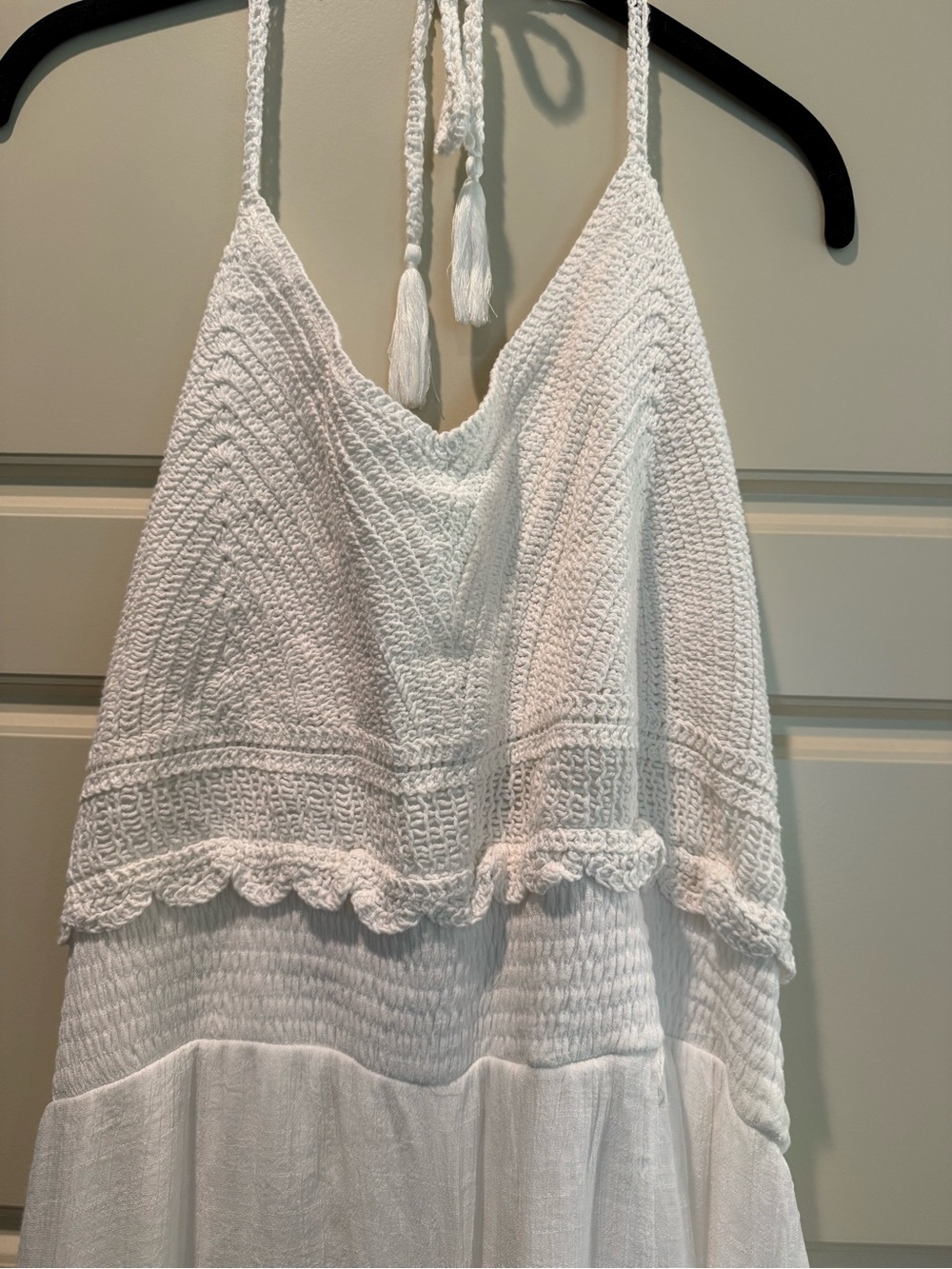 Fashion Nova White Jumpsuit with Crochet Bodice - Picture 2 of 3